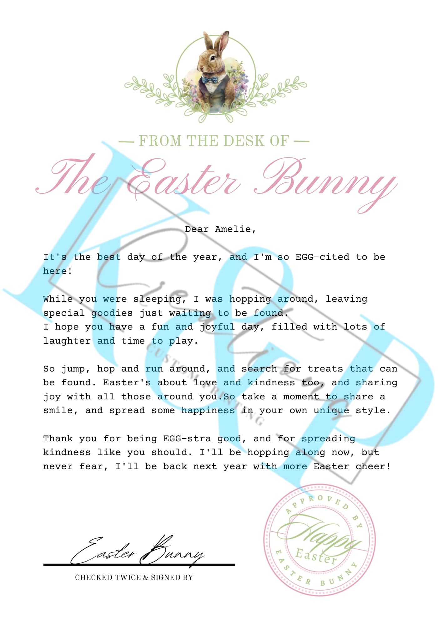 Easter Bunny Letter