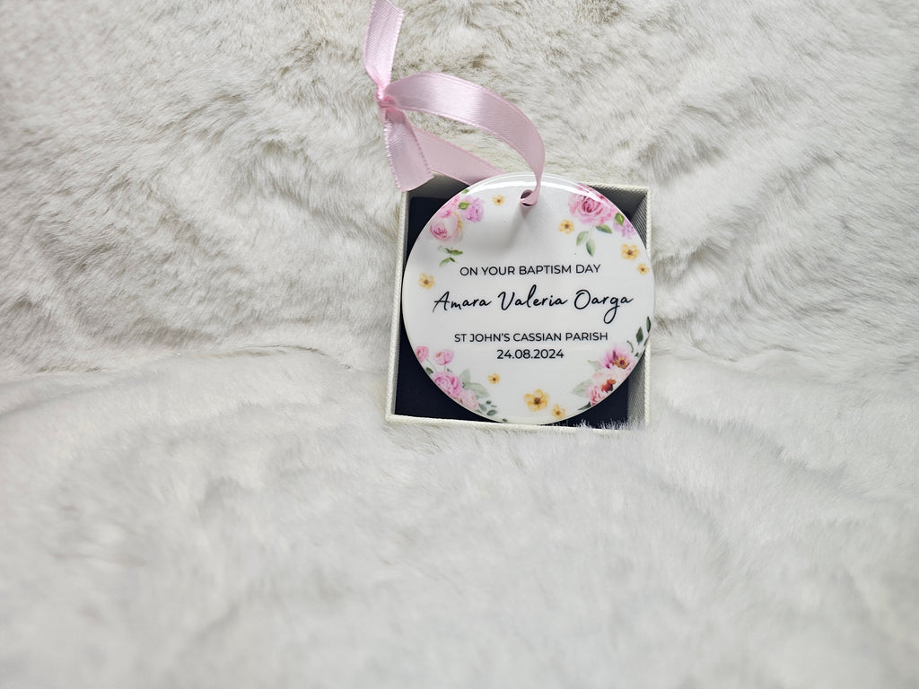 Ceramic christening ornament gift