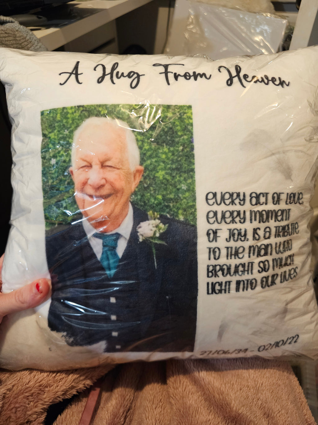 A hug from heaven cushion