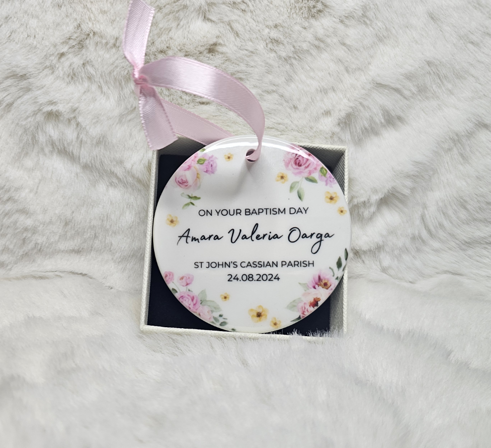Ceramic christening ornament gift