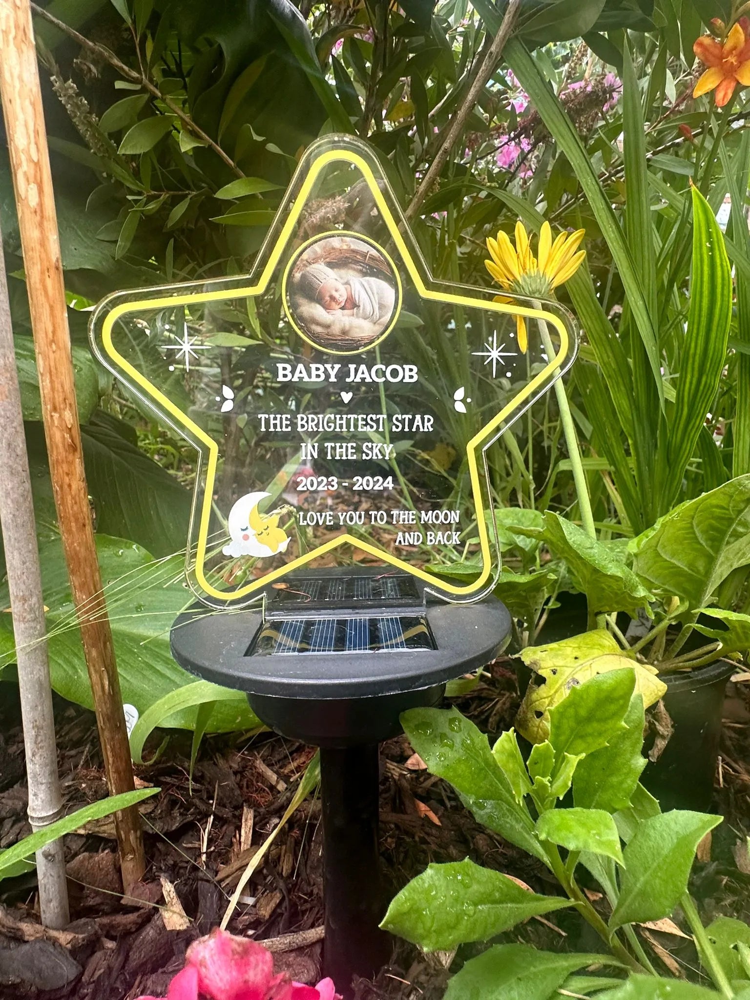 Personalised Brightest Star In The Sky UV Printed Memorial Garden Solar Light LED Stake