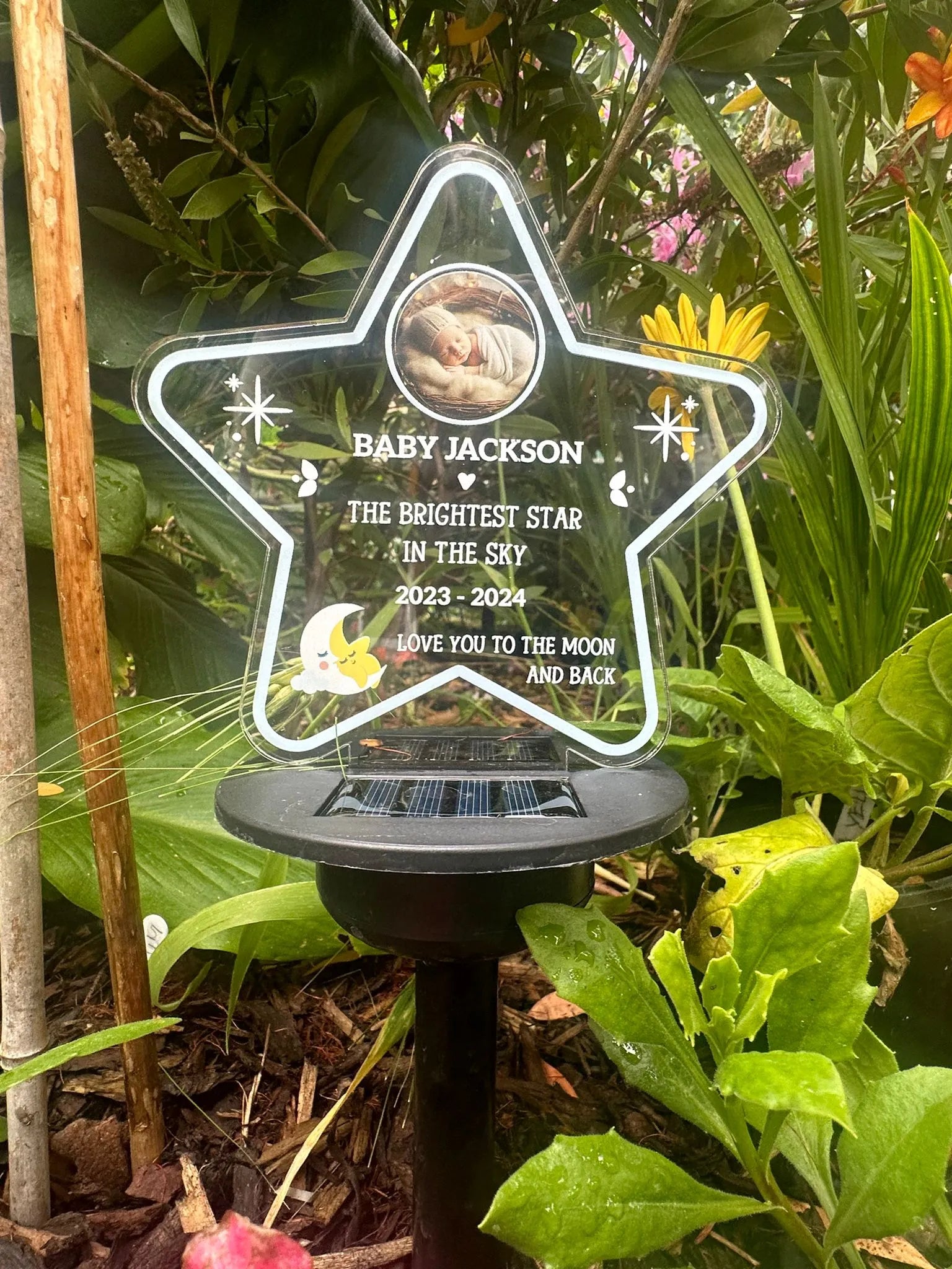 Personalised Brightest Star In The Sky UV Printed Memorial Garden Solar Light LED Stake