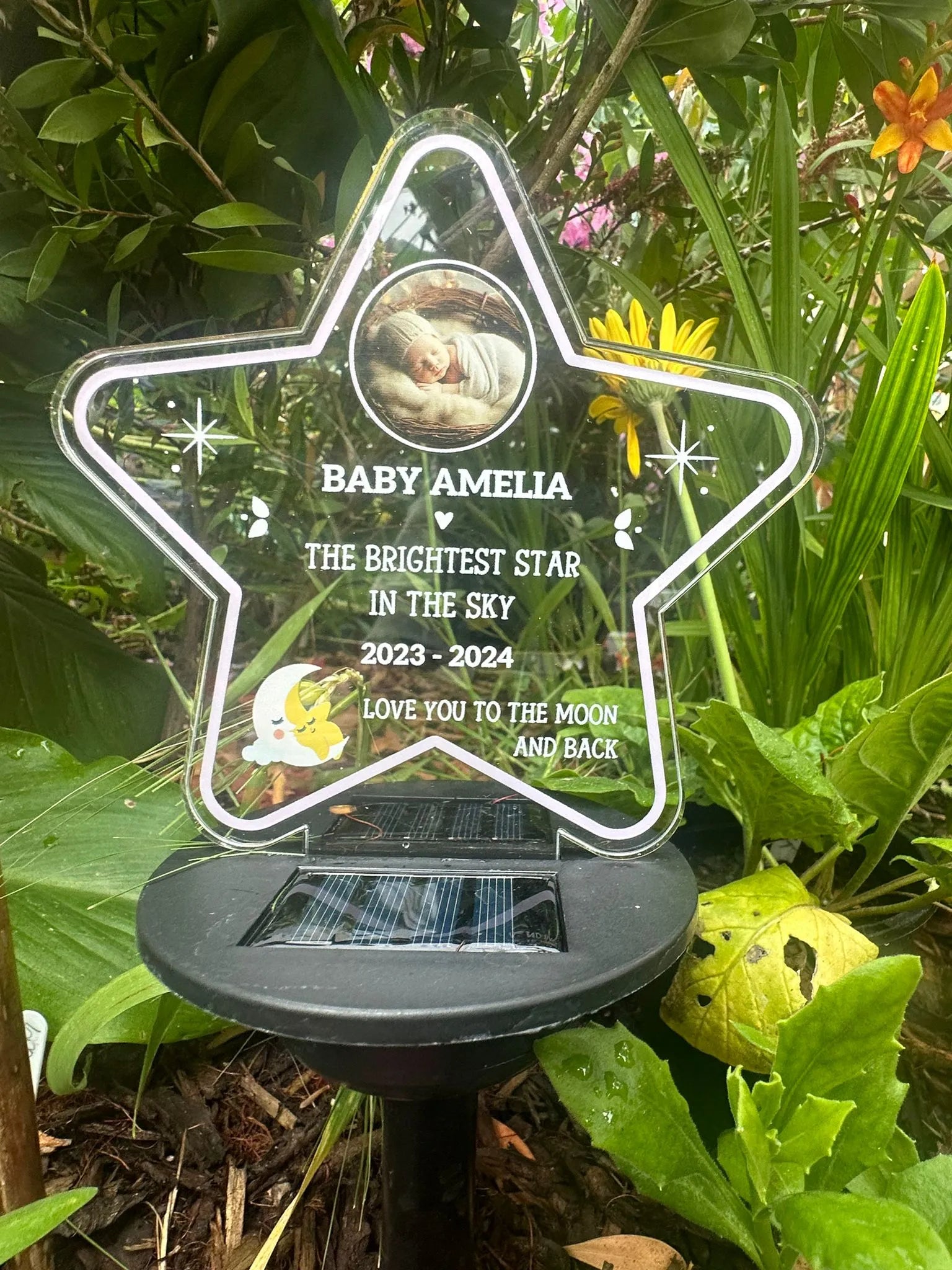 Personalised Brightest Star In The Sky UV Printed Memorial Garden Solar Light LED Stake