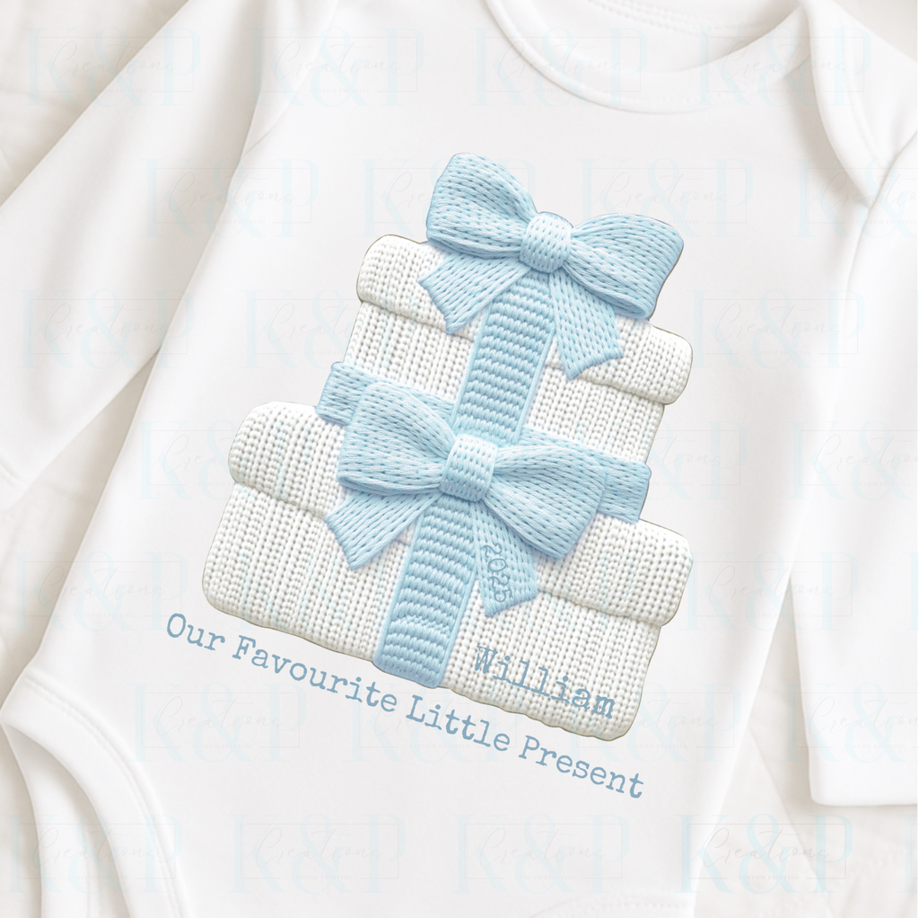 embroidered style present baby t-shirt