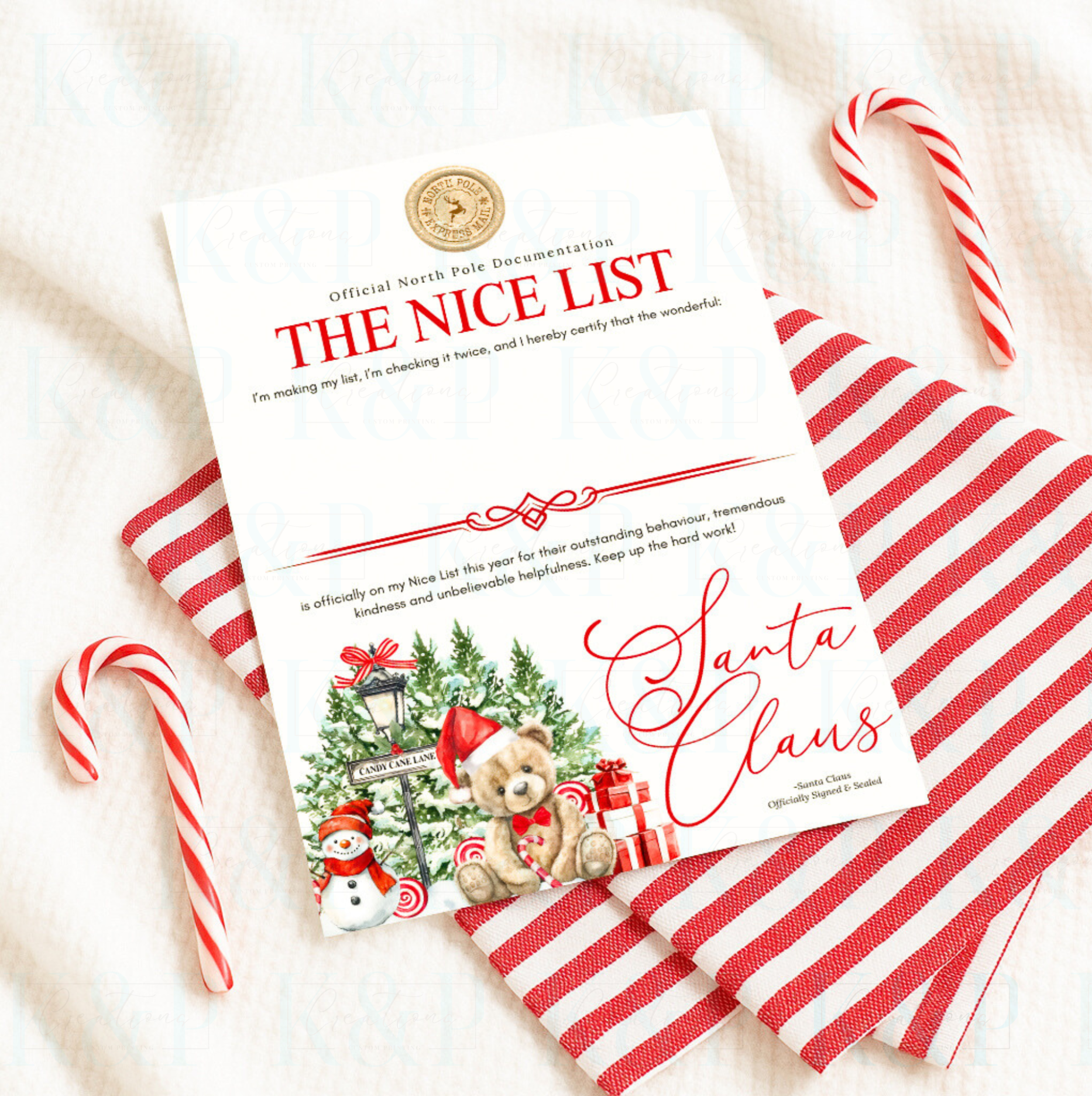 Christmas Teddy Letters/Certificates