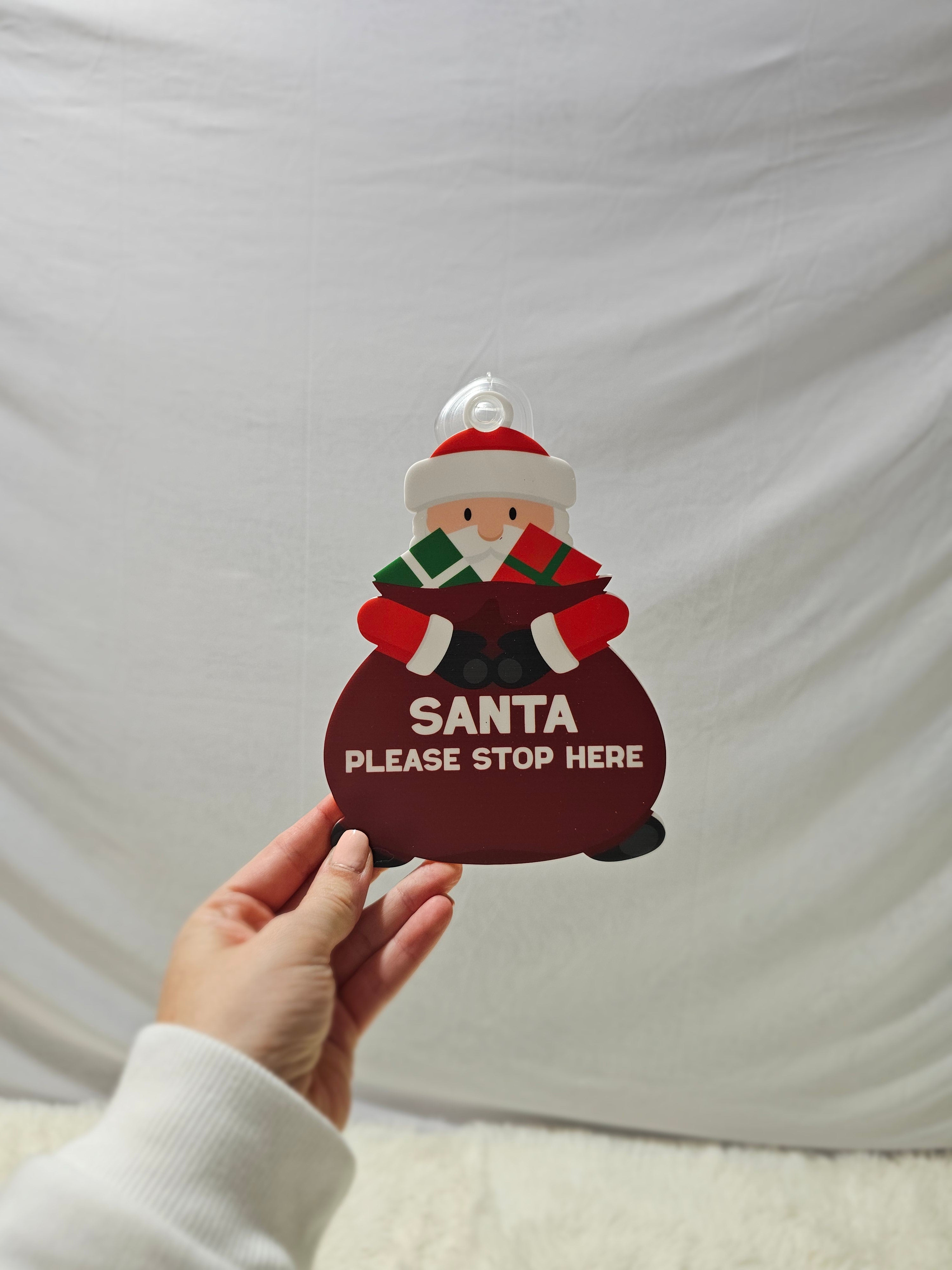 Santa stop here window sign
