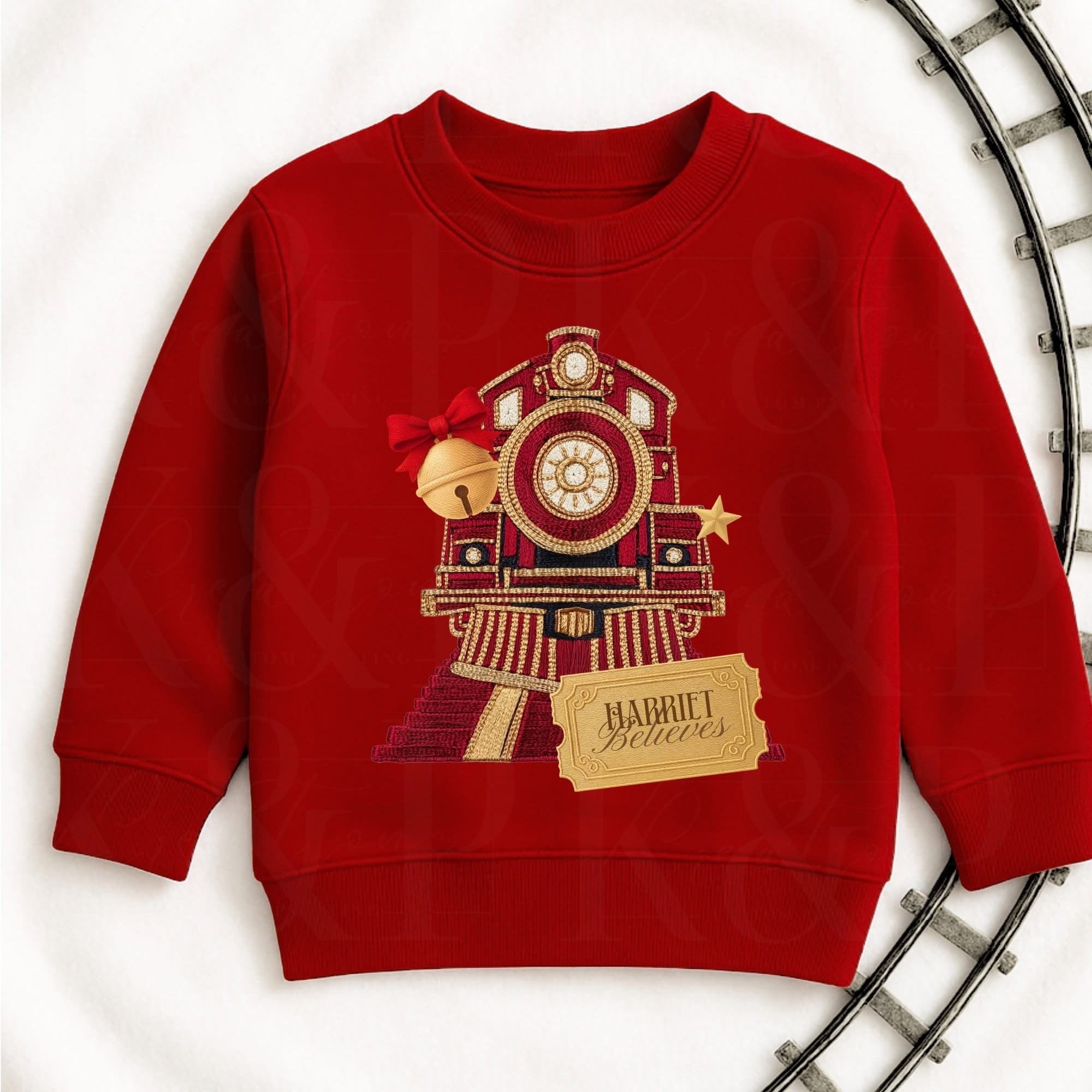 Train believe christmas jumper childrens