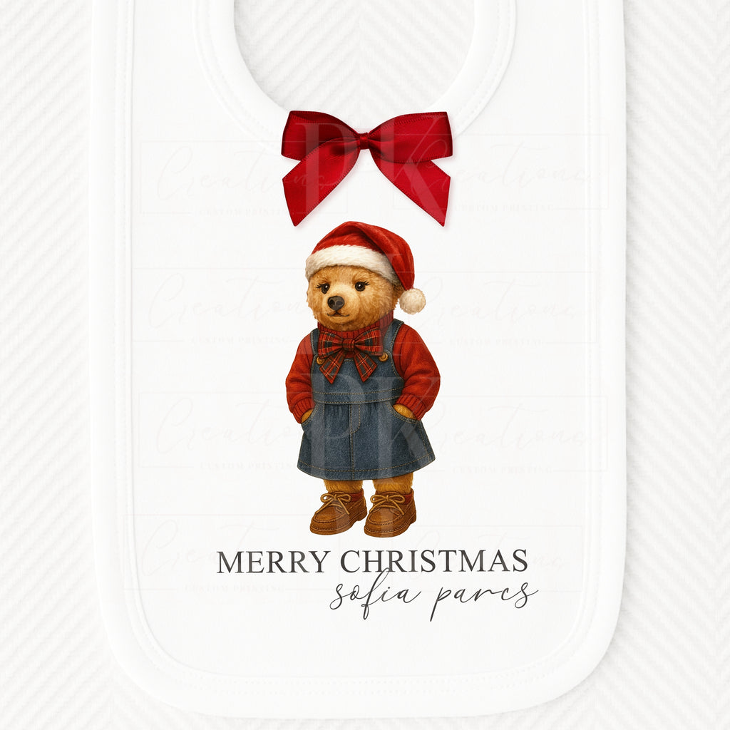 Christmas bear bib