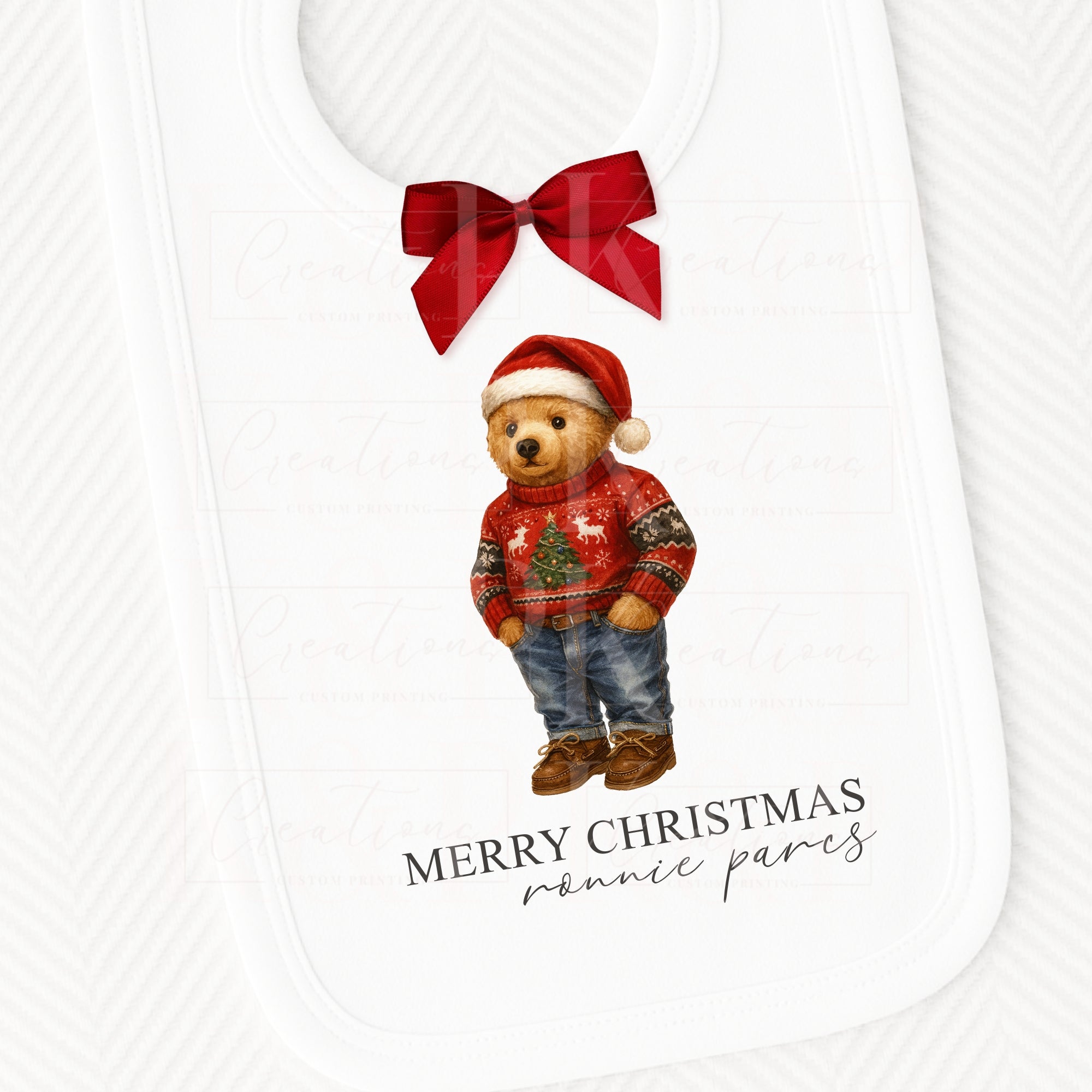 Christmas bear bib